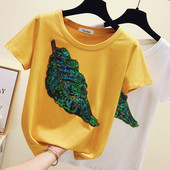 Alkalmi női póló flitterekkel és 3D elemmel, két színben