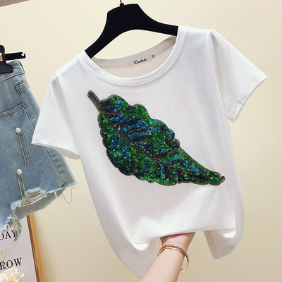 Alkalmi női póló flitterekkel és 3D elemmel, két színben