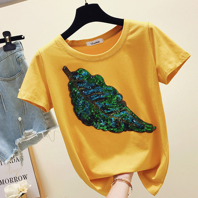 Alkalmi női póló flitterekkel és 3D elemmel, két színben