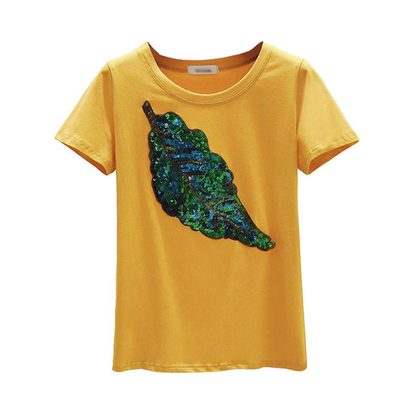 Alkalmi női póló flitterekkel és 3D elemmel, két színben