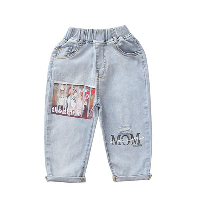 Modern gyerekfarmer lányoknak rátéttel és felirattal