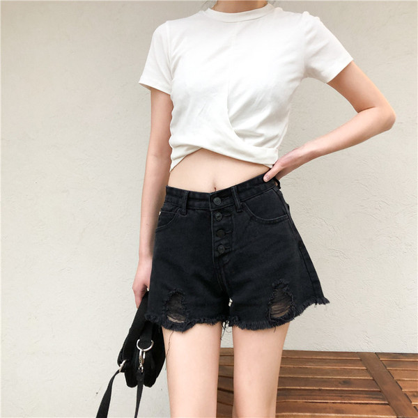 Jelenlegi farmer rövidnadrág fekete gombokkal