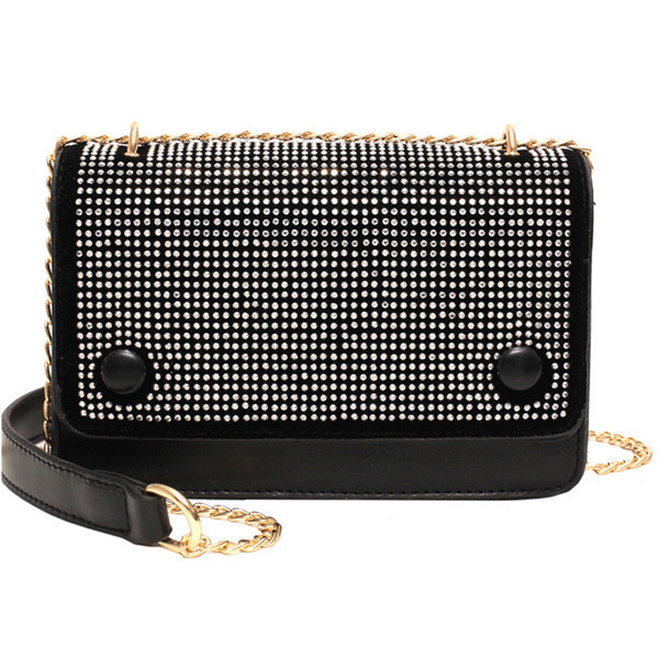 Modern női táska négy színben kövekkel és fémlánccal