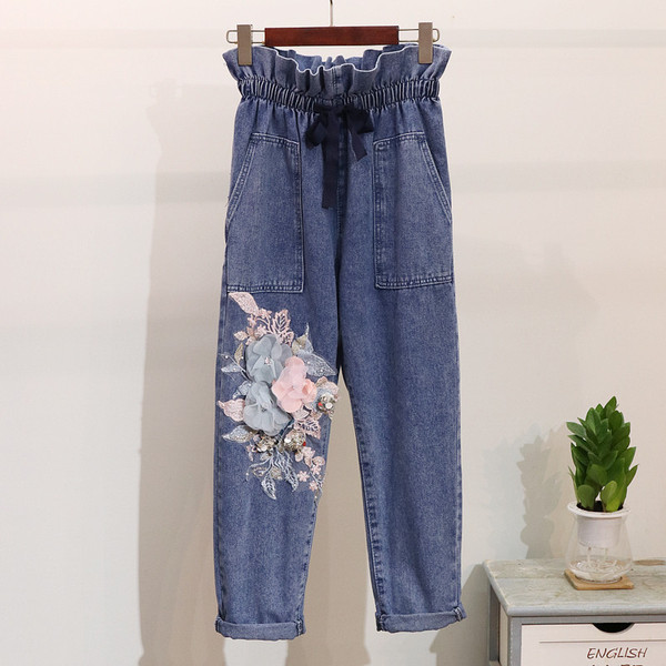 Női blúz és farmer szett elasztikus derékkal