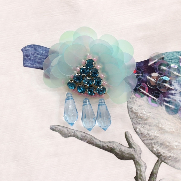 Női farmer és póló szett színes hímzéssel