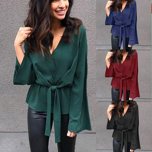 Stílusos női ing mély nyakkivágással és több színben megkötővel