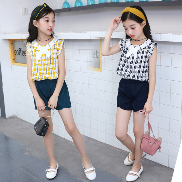 Stílusos gyerekszett lányoknak sárga és kék színben