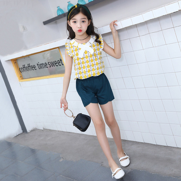 Stílusos gyerekszett lányoknak sárga és kék színben