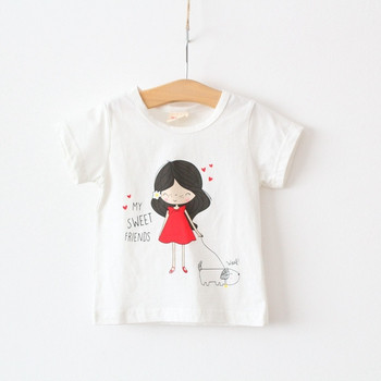 Детска тениска в бял цвят с апликация за момичета
