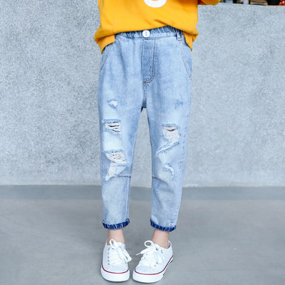 Τζιν  παιδικά με σχισμένα μοτίβα για κορίτσια