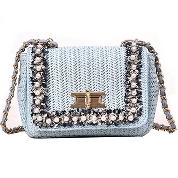 Modern női táska három színben díszgyöngyökkel és fémlánccal