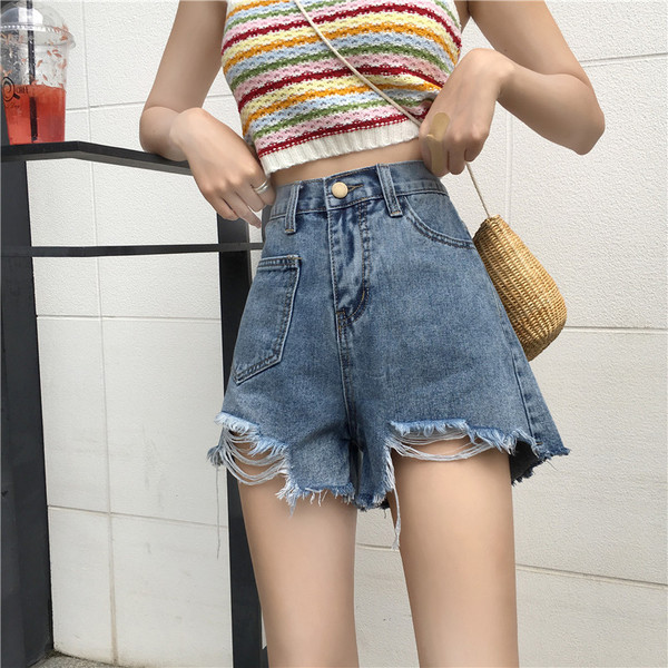 Modern farmer rövidnadrág fekete-kék zsebbel