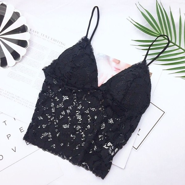 Modern női csipke felső vékony pántokkal