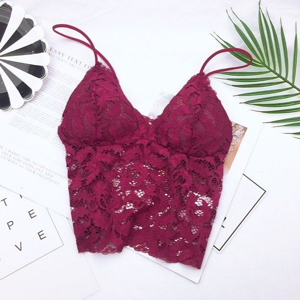 Modern női csipke felső vékony pántokkal