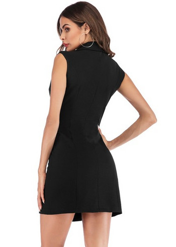 Elegáns női ruha fekete színben, gombokkal