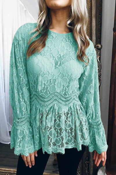 Stílusos női csipkeblúz O-nyakkal, több színben