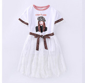 Gyerekkészlet lányoknak fehér és rózsaszín csipkével