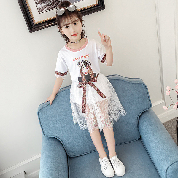 Gyerekkészlet lányoknak fehér és rózsaszín csipkével