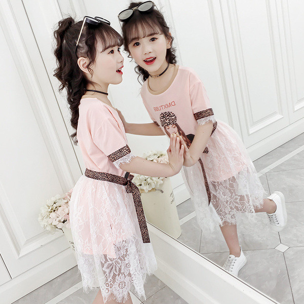 Gyerekkészlet lányoknak fehér és rózsaszín csipkével