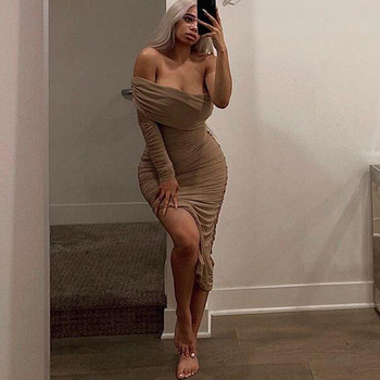 Stílusos női ruha csupasz vállal, két színben