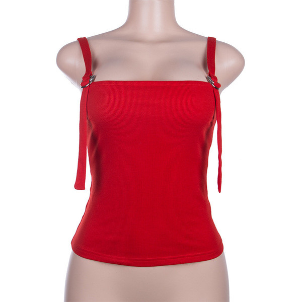 Modern női felső állítható pántokkal, piros színben