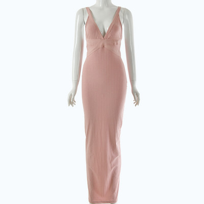 Stílusos női hosszú ruha mély nyakkivágással, két színben