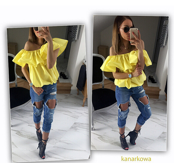 Γυναικεία πουκάμισο με γυμνά ώμους σε τέσσερα χρώματα