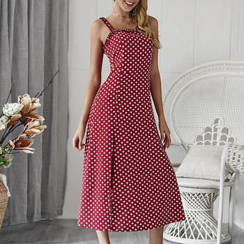 Alkalmi női ruha vékony pántokkal, fehér, piros és kék színben