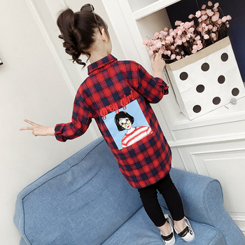 Детска карирана риза в два цвята с апликация-за момичета