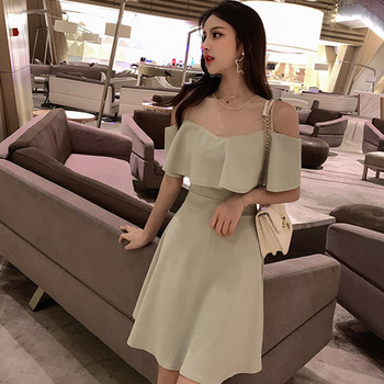 Stílusos női rövid ruha csupasz vállval, két színben