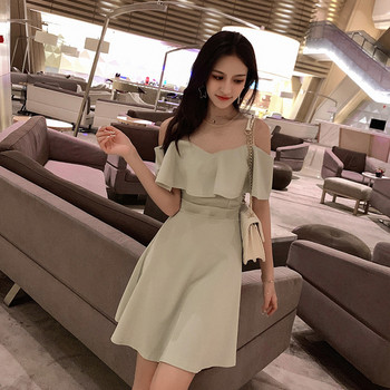 Stílusos női rövid ruha csupasz vállval, két színben