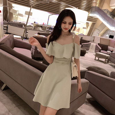 Stílusos női rövid ruha csupasz vállval, két színben