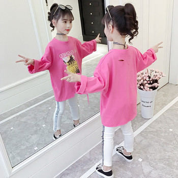 Детска ежедневна блуза за момичета в розов и бял цвят
