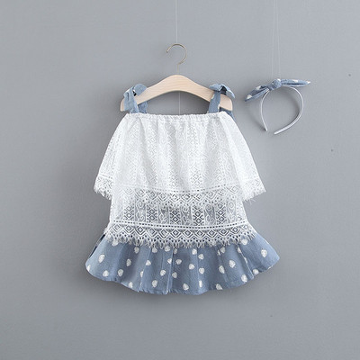 Babakészlet lányoknak, kétrészes felső és szoknya