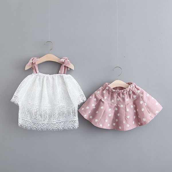 Babakészlet lányoknak, kétrészes felső és szoknya
