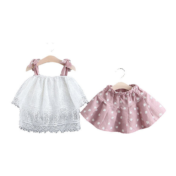 Babakészlet lányoknak, kétrészes felső és szoknya