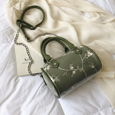 Ökológiai bőrből készült modern női táska öt színben hímzéssel és virágmotívumokkal, rövid és hosszú fogantyúval