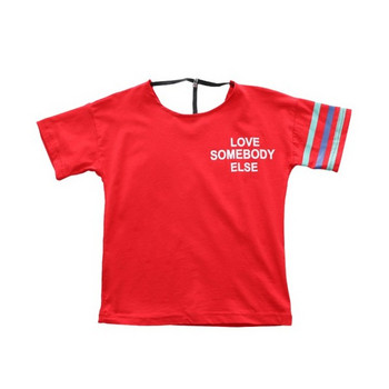 Παιδικό μοντέρνο μπλουζάκι για κορίτσια σε λευκό και κόκκινο χρώμα