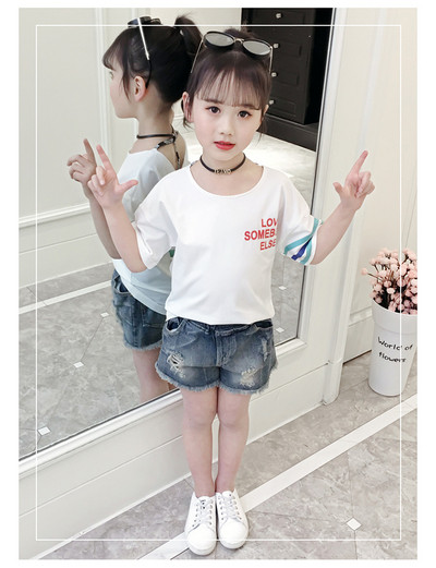 Modern gyerek póló lányoknak fehér és piros színben