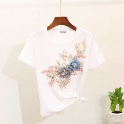 Modern női blúz 3D elemmel és gyöngy díszítéssel három színben