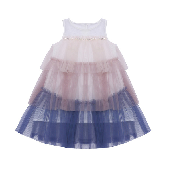 Stílusos gyerekruha két színben O-nyakú és tüllel