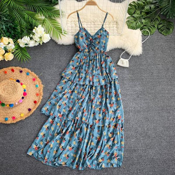 Lezser női hosszú ruha vékony pántokkal, három színben