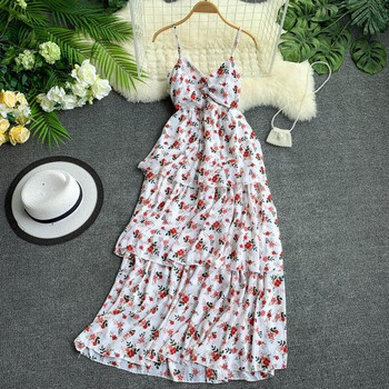 Lezser női hosszú ruha vékony pántokkal, három színben