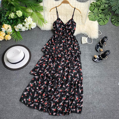 Lezser női hosszú ruha vékony pántokkal, három színben