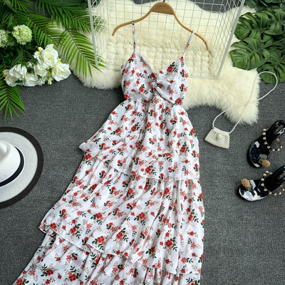 Lezser női hosszú ruha vékony pántokkal, három színben