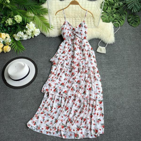 Lezser női hosszú ruha vékony pántokkal, három színben