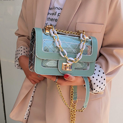 Стилна дамска чанта от еко кожа в пет цвята с метално закопчаване и къса и дълга дръжка