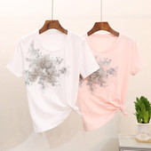 Modern női póló fehér és rózsaszín színben