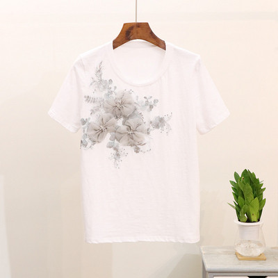 Modern női póló fehér és rózsaszín színben