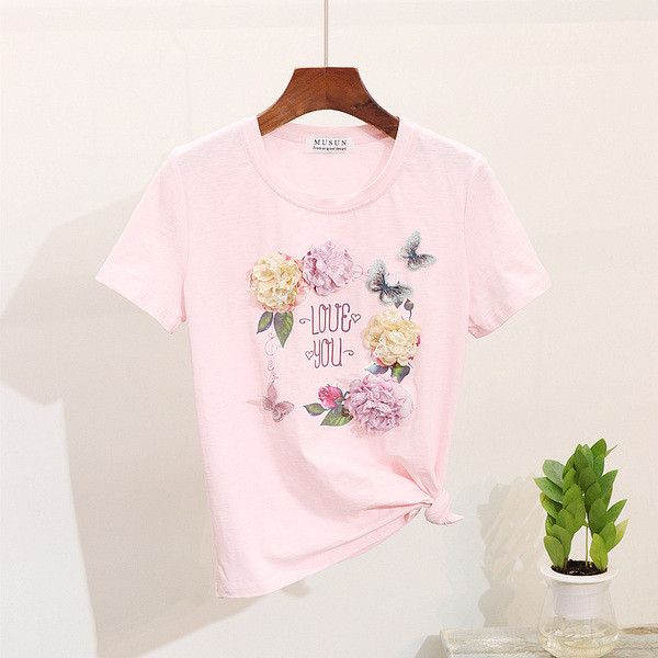 Tricou dama cu aplicatie in trei culori